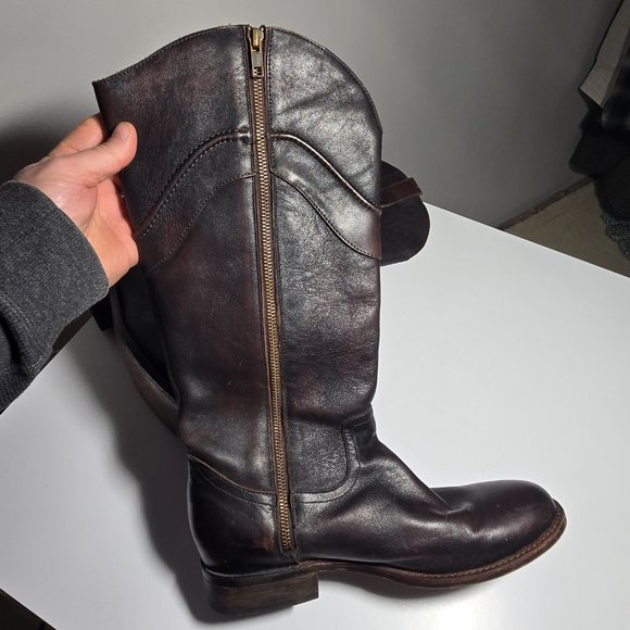 Justin Boots Dark Brown Heeled Boots - Picture 3 of 13